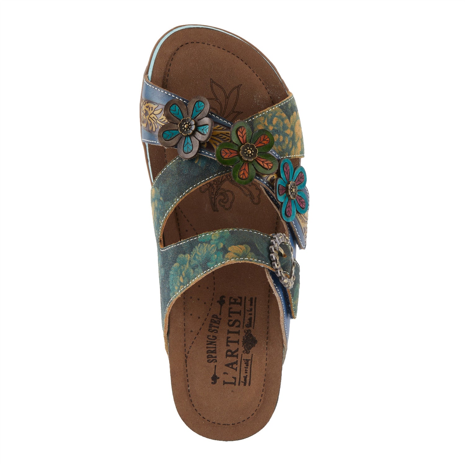 Caelana Flowery Mule Slide in Blue Multi