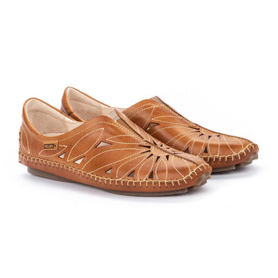 Jerez Etched Leather Floral Loafer in Brandy
