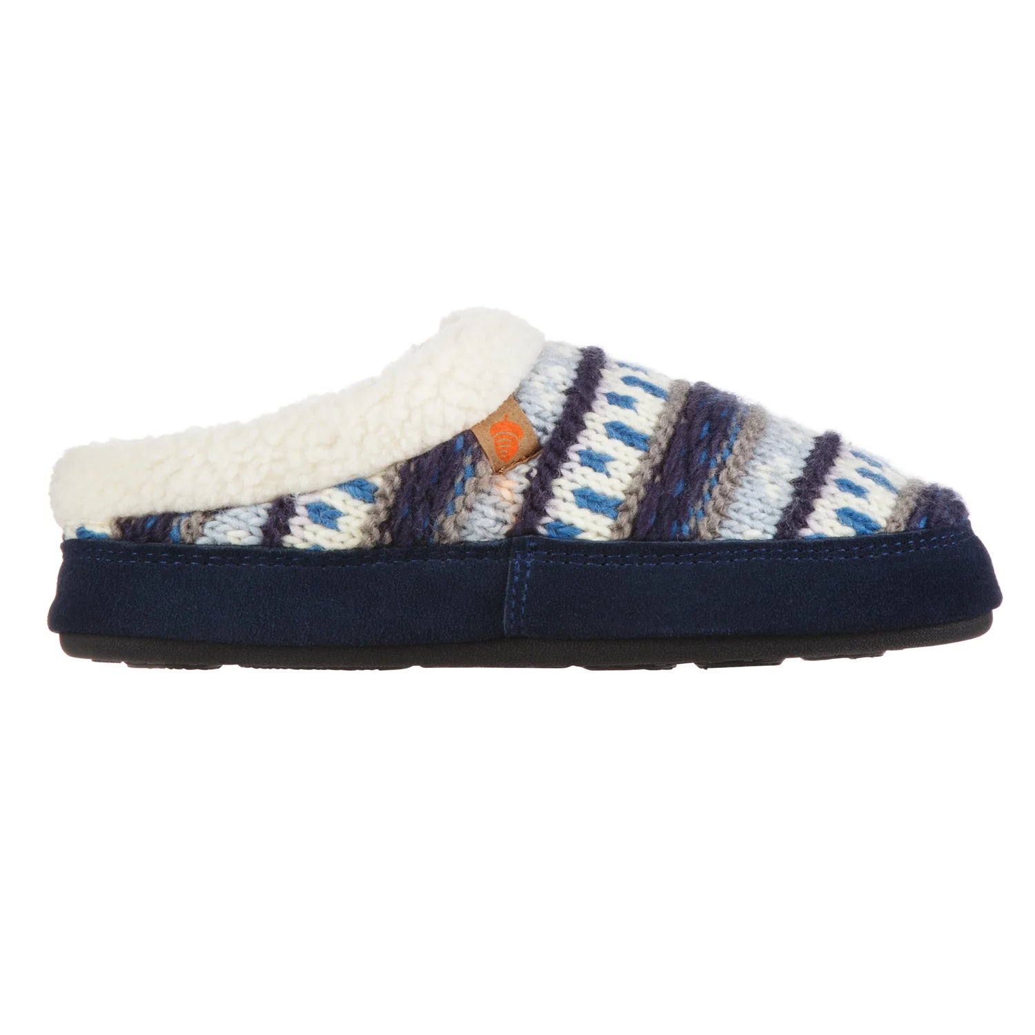 Women's Fairisle Hoodback Slipper with Indoor and Outdoor Sole in Navy