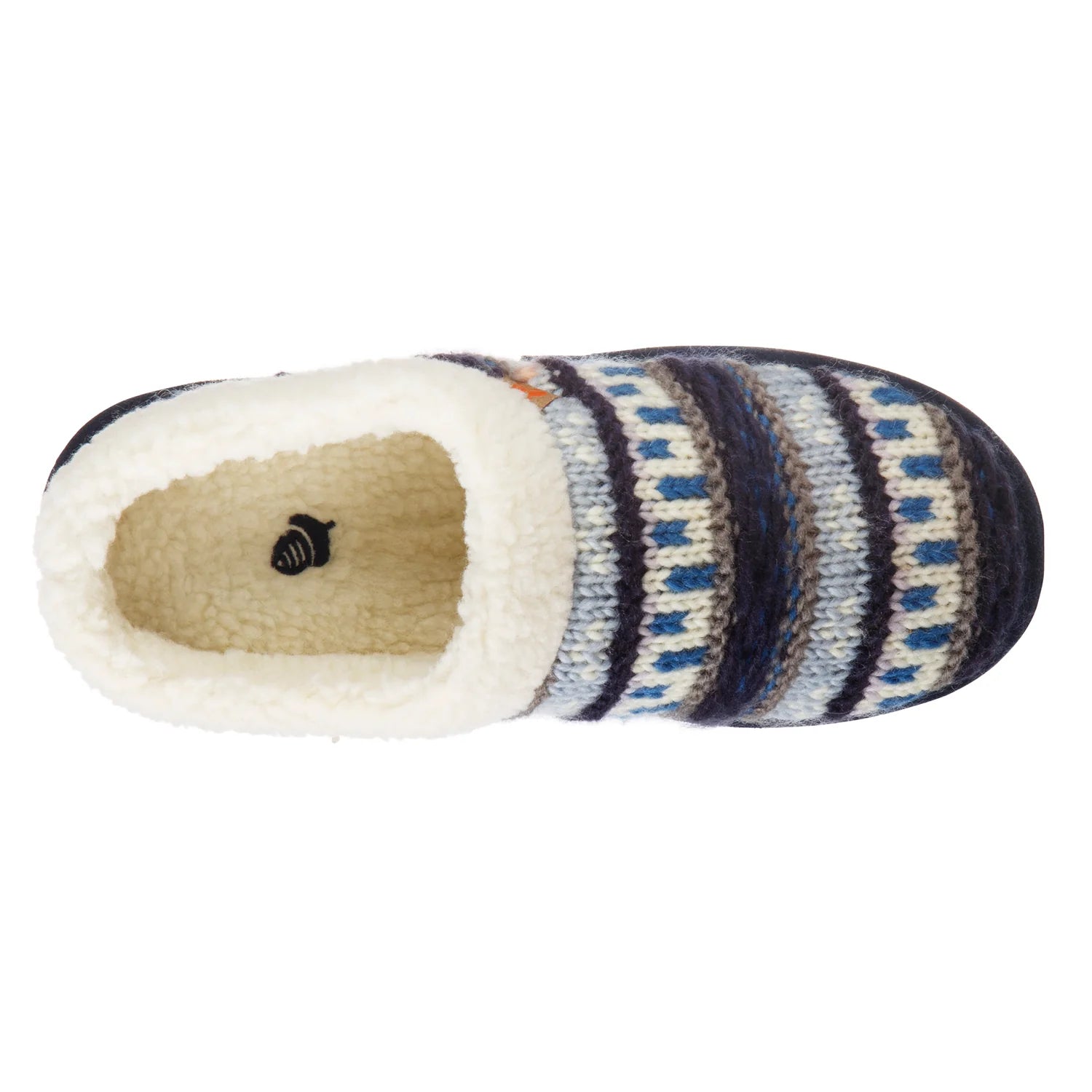 Women's Fairisle Hoodback Slipper with Indoor and Outdoor Sole in Navy
