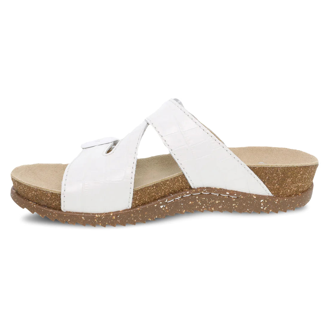 Dayna Two Strap Suede Sandal in White Croco