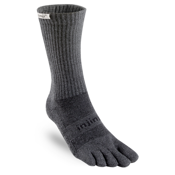 Medium Weight Crew Length Toe Socks in Granite