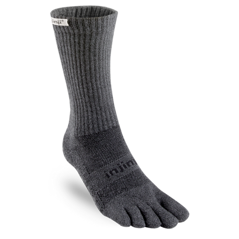 Medium Weight Crew Length Toe Socks in Granite