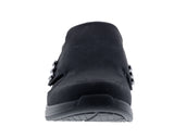 Women's Bouquet Velcro Shoe WIDE in Black Stretch Leather