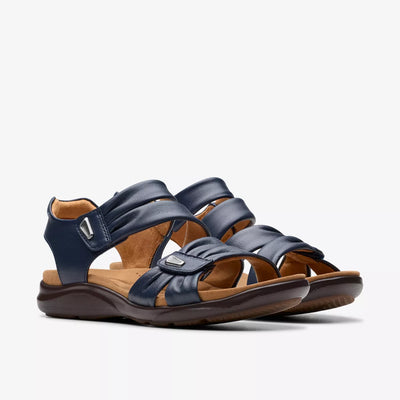 Kitly Adjustable Padded Strap Walking Sandal In Navy WIDE