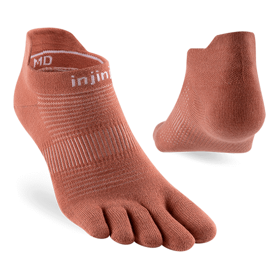 Lightweight No Show Toe Socks in Rust