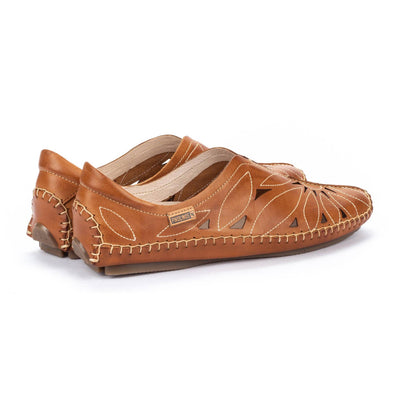 Jerez Etched Leather Floral Loafer in Brandy