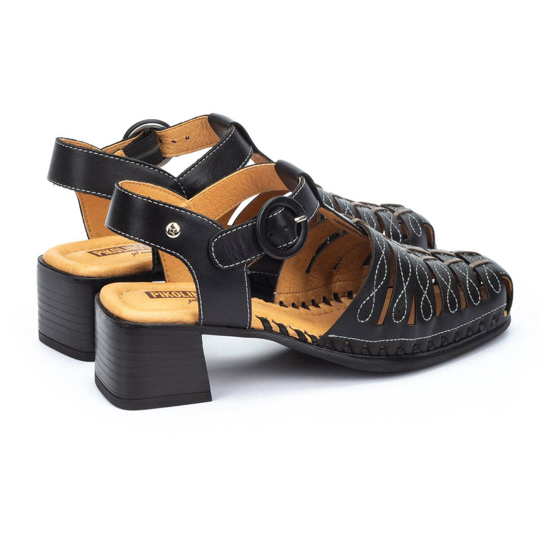 Romana Leather Fisherwoman with Heel in Black