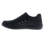 Women's Bouquet Velcro Shoe WIDE in Black Stretch Leather