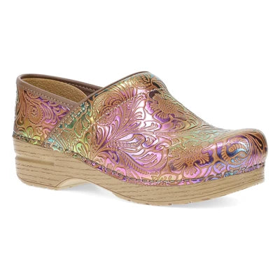 The Professional Clog in Multicolor Iridescent Tooled Leather