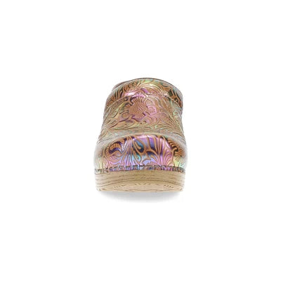 The Professional Clog in Multicolor Iridescent Tooled Leather