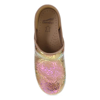 The Professional Clog in Multicolor Iridescent Tooled Leather