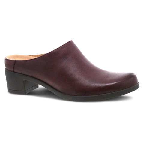 Carrie Burnished Backless Mule in Wine