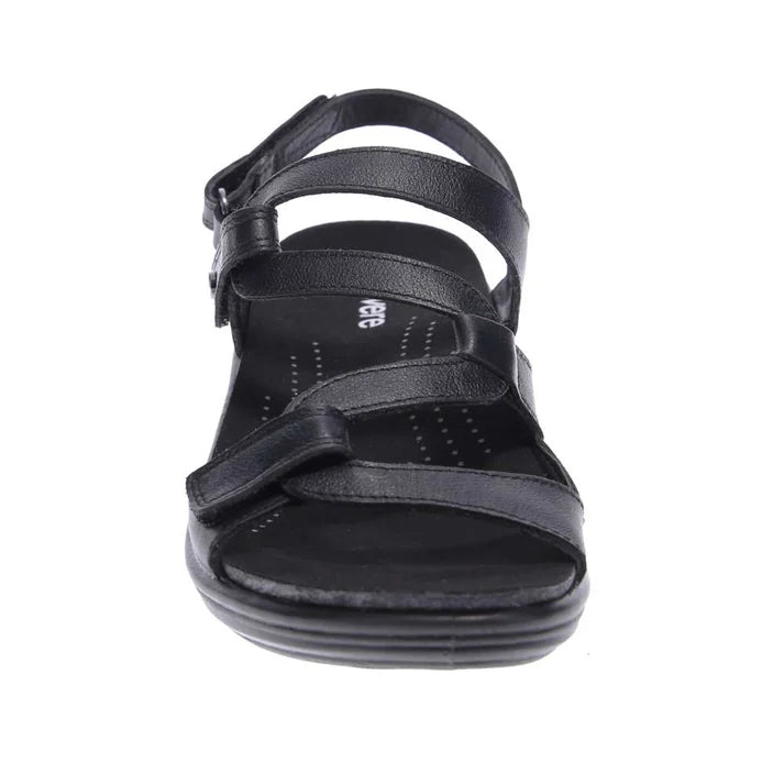 Emerald fully Adjustable Strappy Sandal in Black Leather