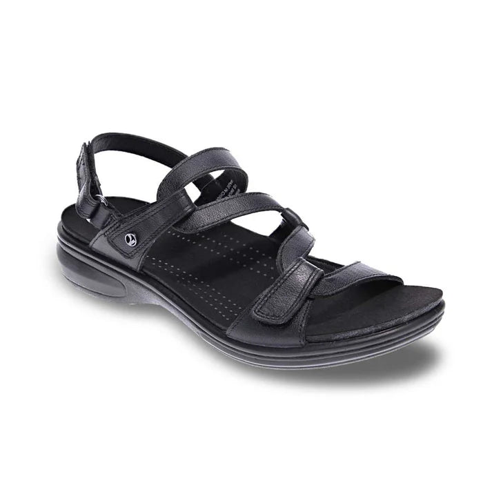 Emerald fully Adjustable Strappy Sandal in Black Leather