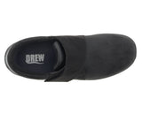 Women's Moonlight Velcro Shoe DOUBLE WIDE in Black Stretch Leather