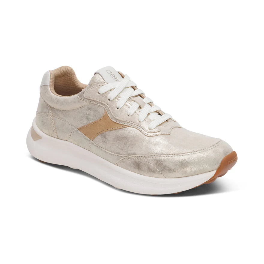 Emily Lace up Panel Sneaker in Champagne