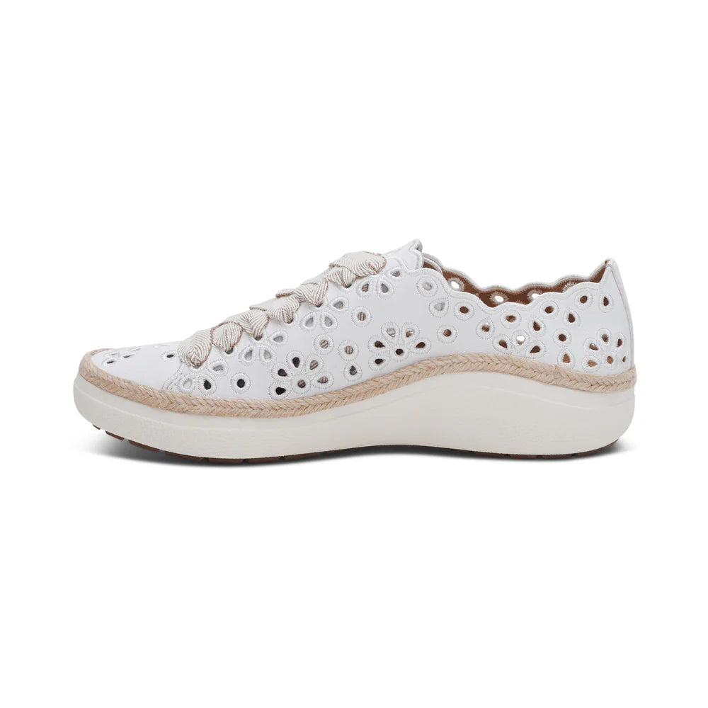 Charlotte Lace up Floral Sneaker in White