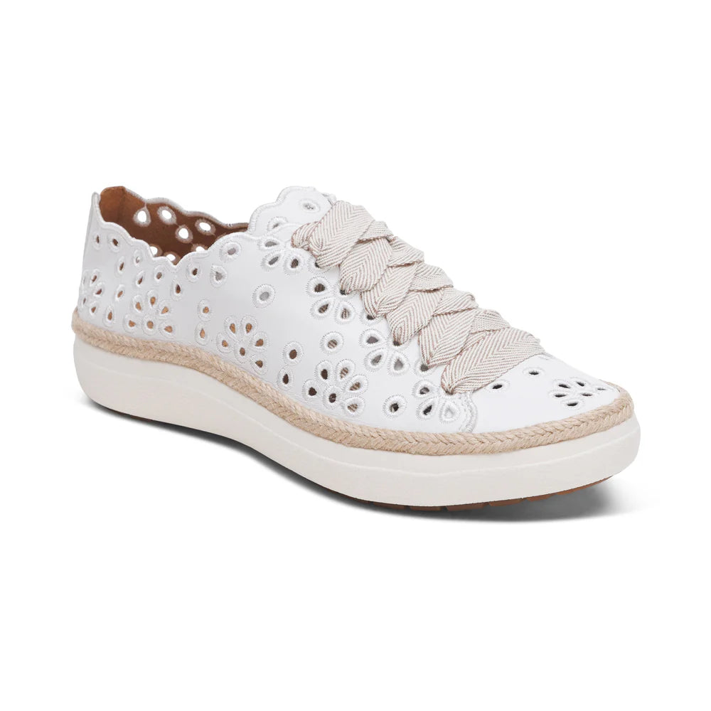 Charlotte Lace up Floral Sneaker in White
