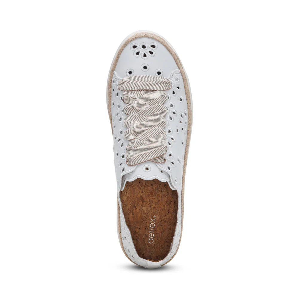 Charlotte Lace up Floral Sneaker in White