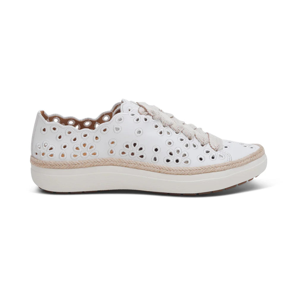 Charlotte Lace up Floral Sneaker in White