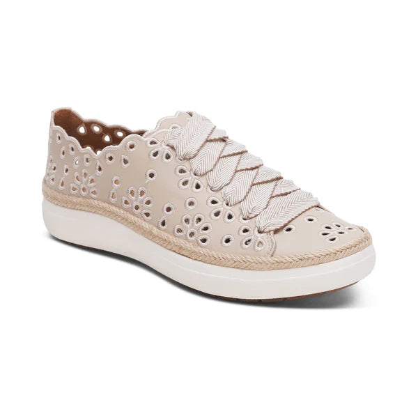 Charlotte Lace up Floral Sneaker in Tan