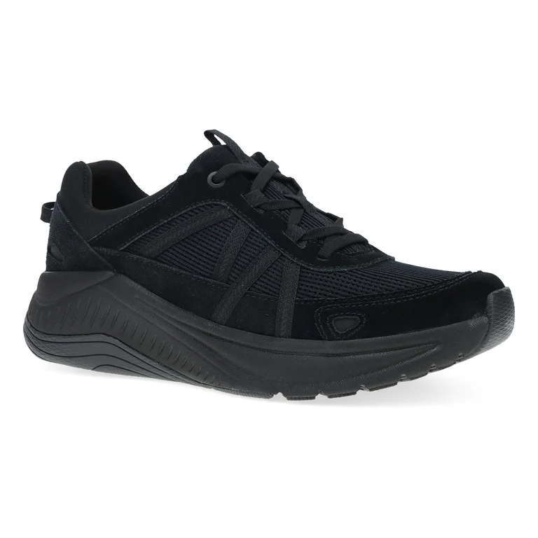 Poppy Casual Suede Walking Sneaker in Black/Black