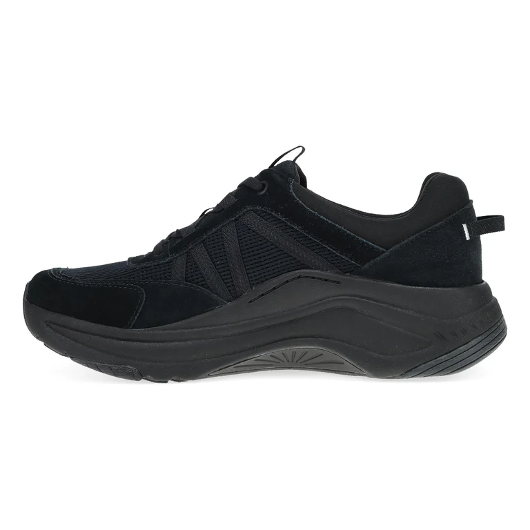 Poppy Casual Suede Walking Sneaker in Black/Black