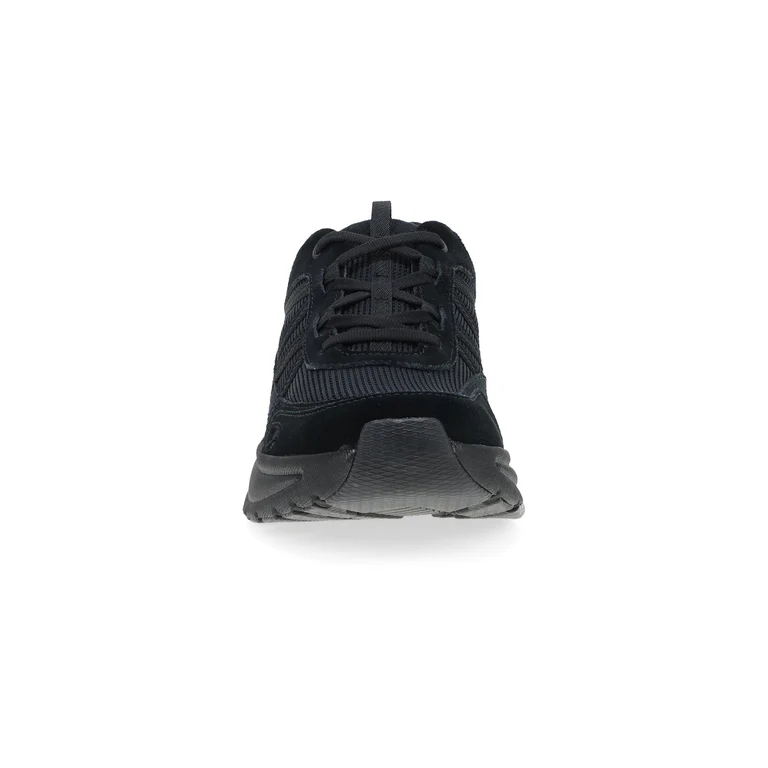 Poppy Casual Suede Walking Sneaker in Black/Black