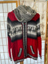 Red Llama Aztec Zip Up Sweater