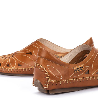 Jerez Etched Leather Floral Loafer in Brandy