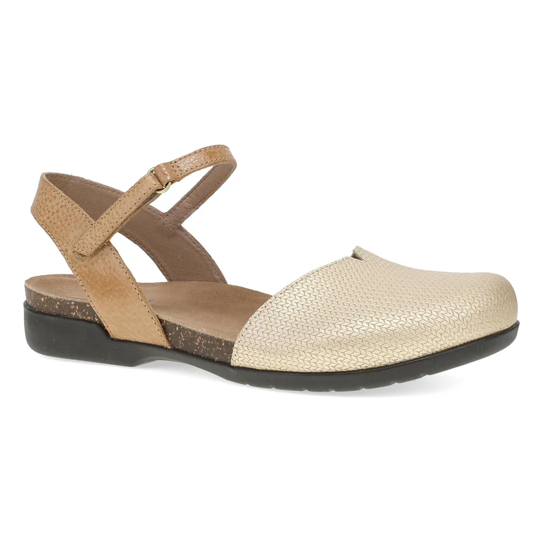 Rowan Closed Toe Sandal in Taupe Metallic