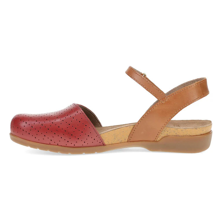 Rowan Closed Toe Sandal in Red Perf