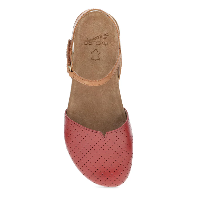 Rowan Closed Toe Sandal in Red Perf