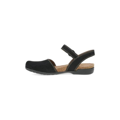Rori Buckle Closed Toe Sandal in Black Nubuck