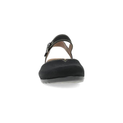Rori Buckle Closed Toe Sandal in Black Nubuck