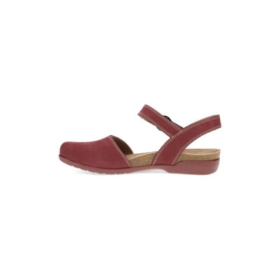 Rori Buckle Closed Toe Sandal in Sangria Nubuck