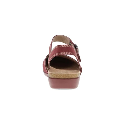 Rori Buckle Closed Toe Sandal in Sangria Nubuck