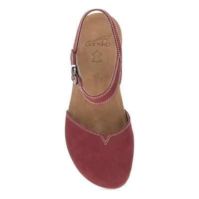 Rori Buckle Closed Toe Sandal in Sangria Nubuck