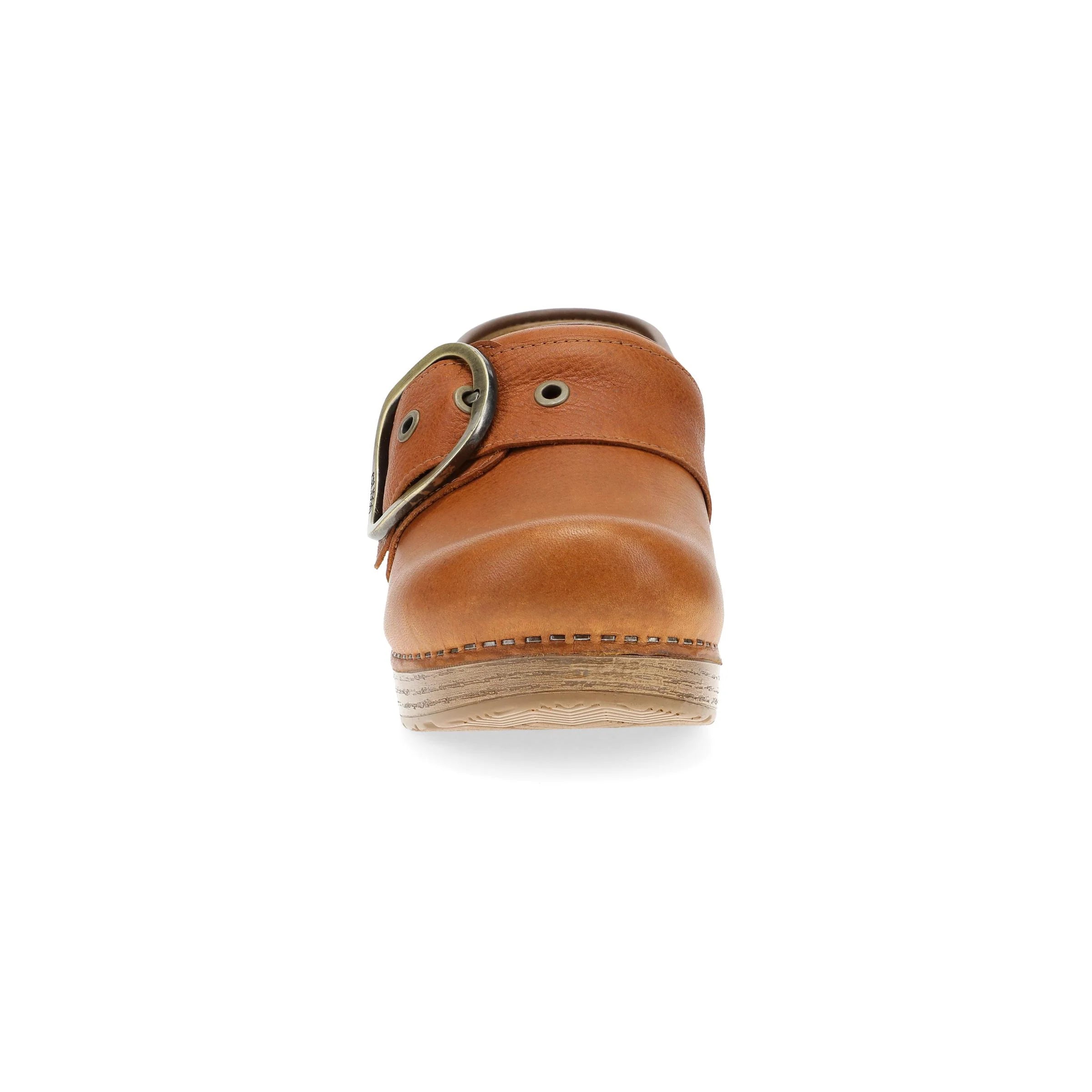 Pearson Stapled Clog With Iconic Buckle in Tan