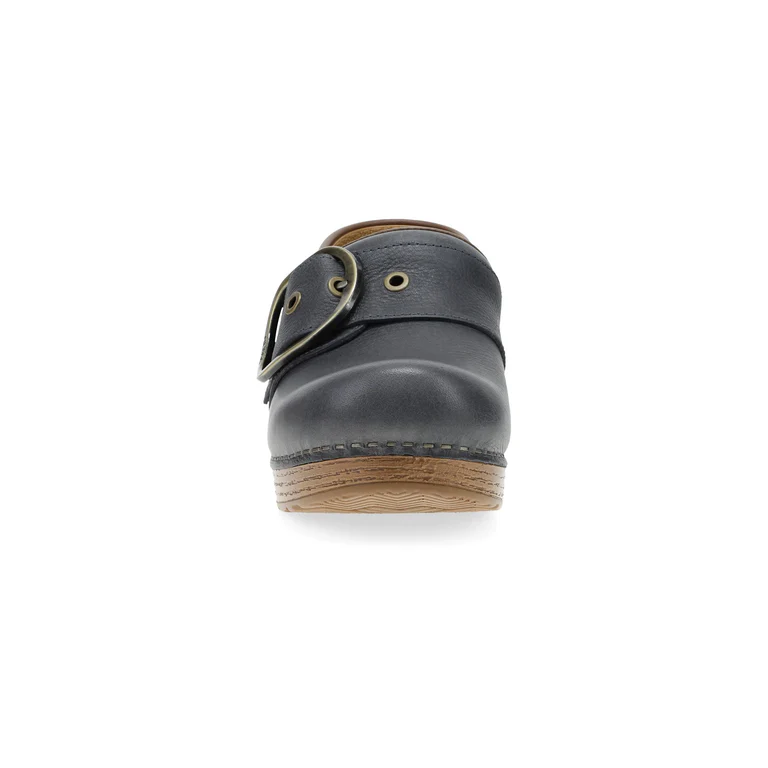 Pearson Tumbled Clog With Iconic Buckle in Dusty Blue