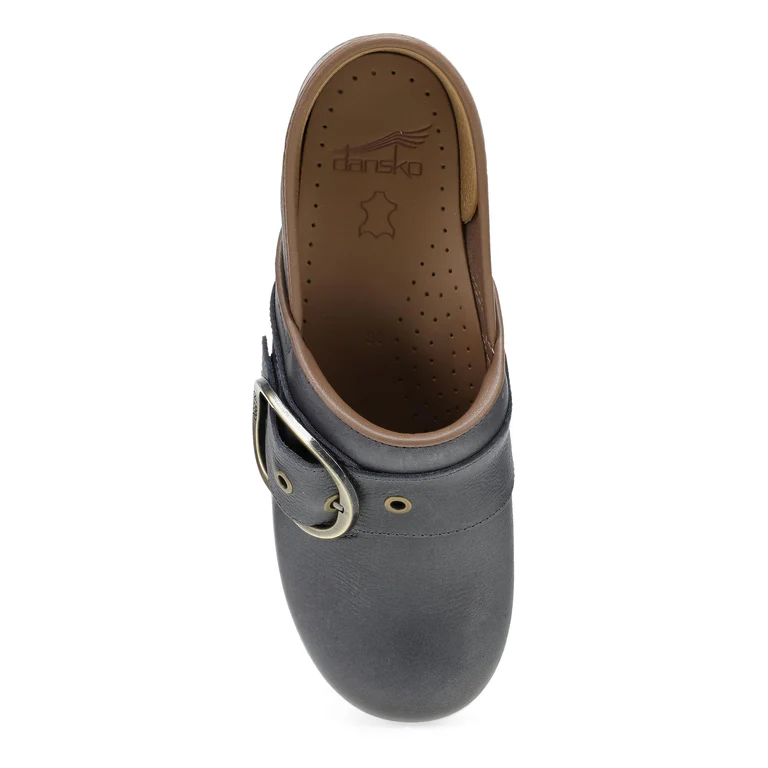 Pearson Tumbled Clog With Iconic Buckle in Dusty Blue