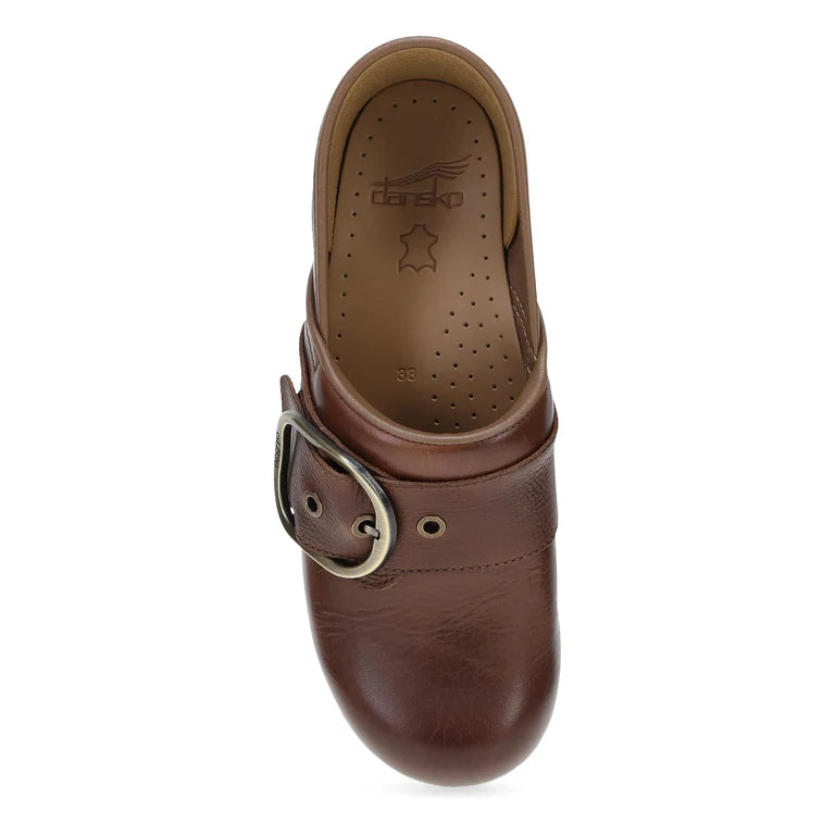 Pearson Stapled Clog With Iconic Buckle in Brown