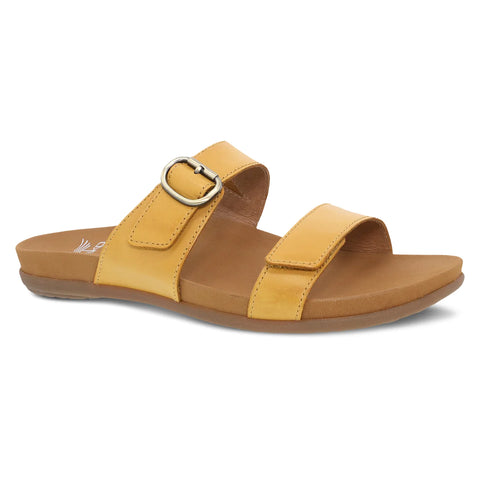 Justine Slip on Two Strap Sandal in Yellow