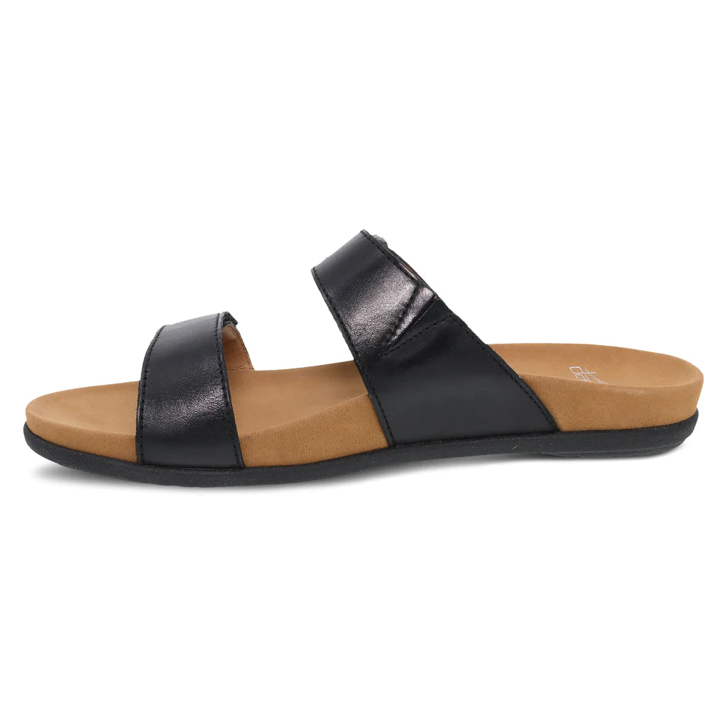 Justine Slip on Two Strap Sandal in Black