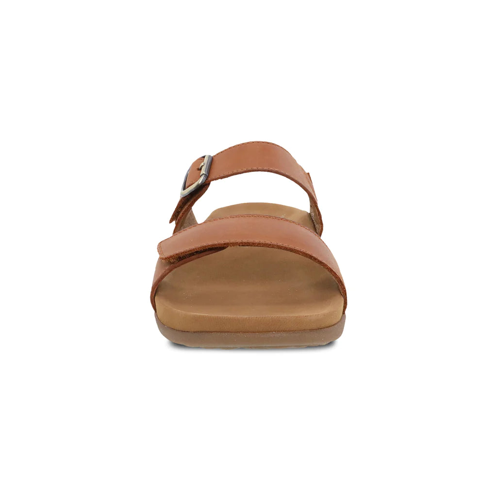 Justine Slip on Two Strap Sandal in Luggage