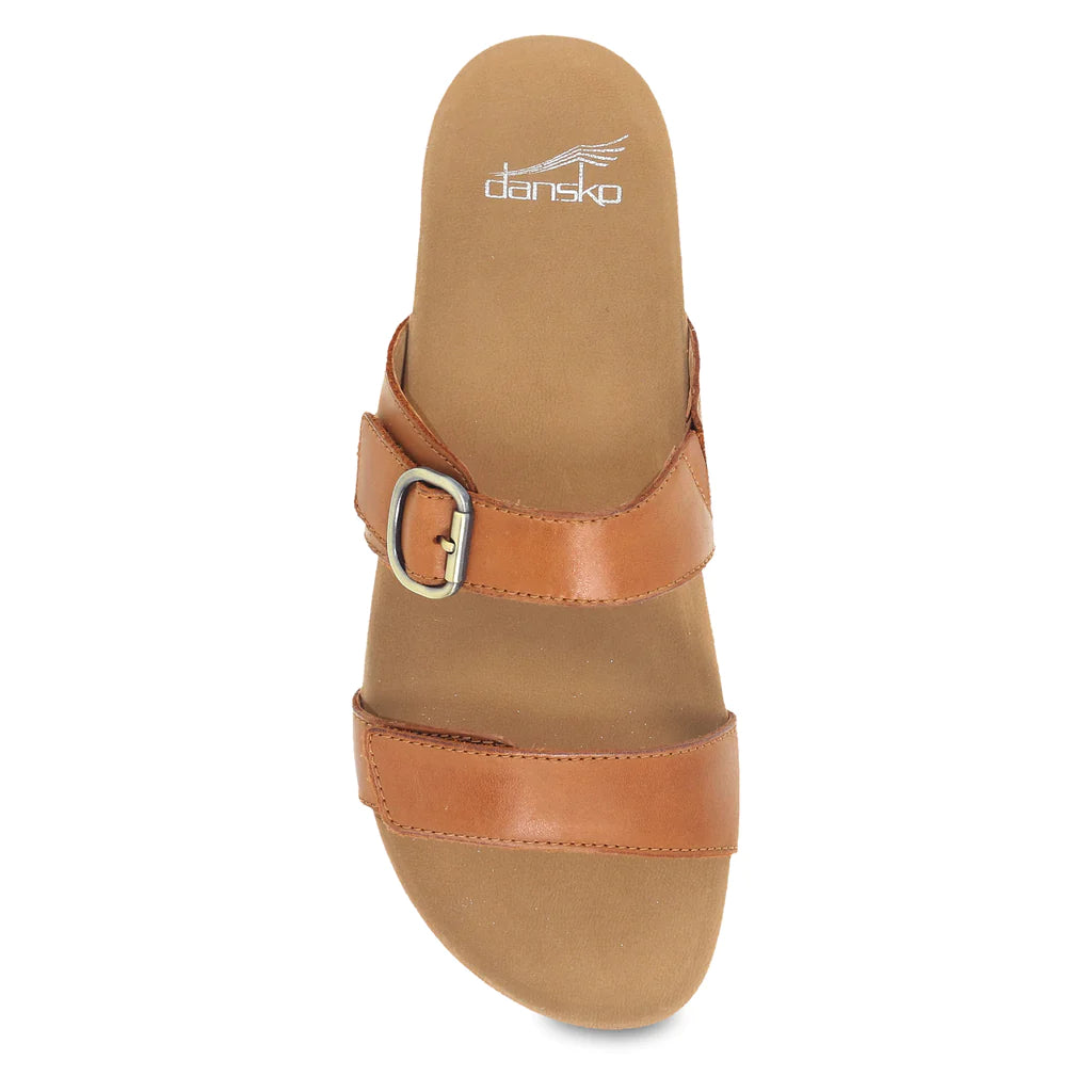 Justine Slip on Two Strap Sandal in Luggage