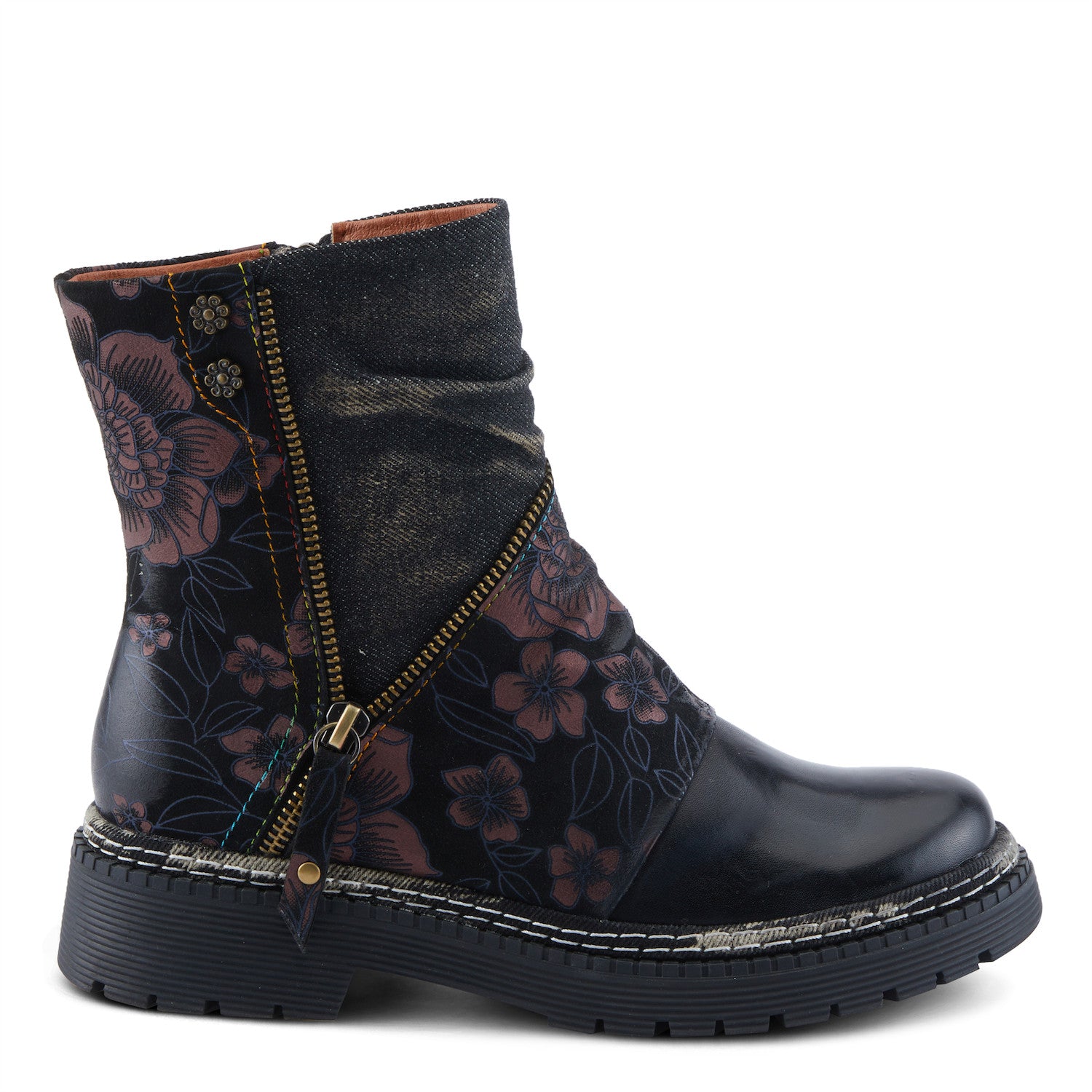 AvrilRose Zipper Boot in Black Multi