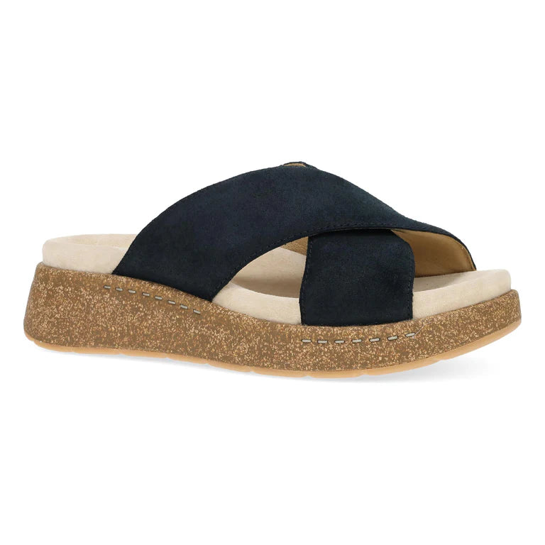 Bridget Platform Cork Sandal in Suede Black