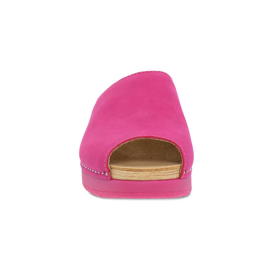 Ravyn Mule Peep-Toe Slide in Fuchsia